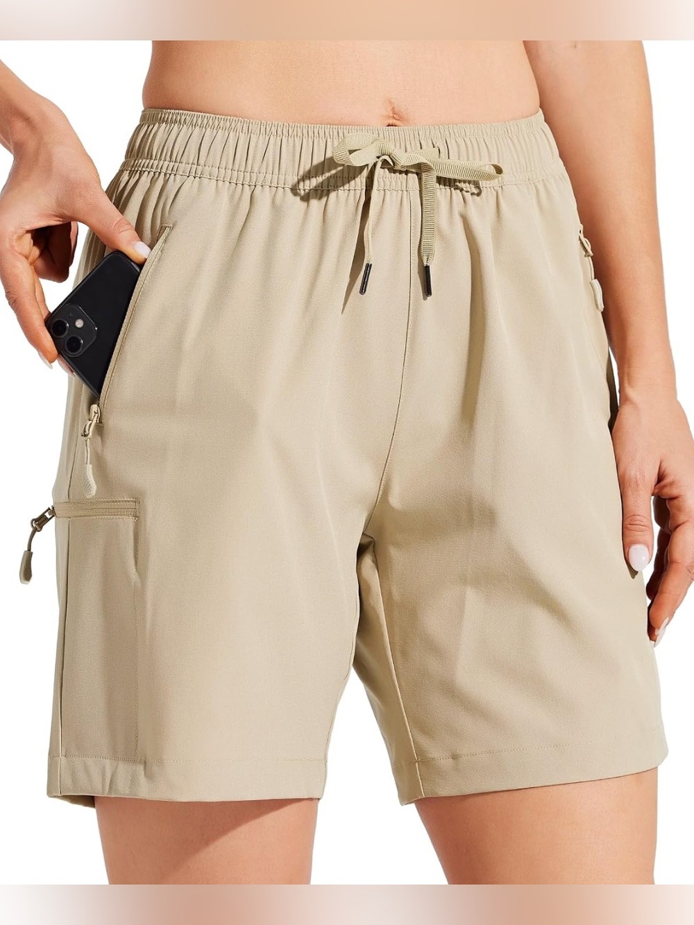 Willit UPF50+ Water Resistant Tan Hiking Shorts - with pockets. Small